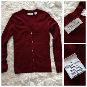 Barneys New York Deep Red Cashmere Cardigan
